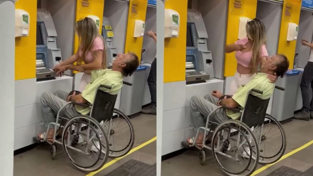 Vídeo viral mostra mulher tentando sacar dinheiro com homem aparentemente morto em caixa eletrônico